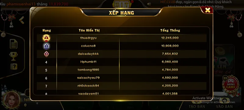 trúng tiến lên đếm lá