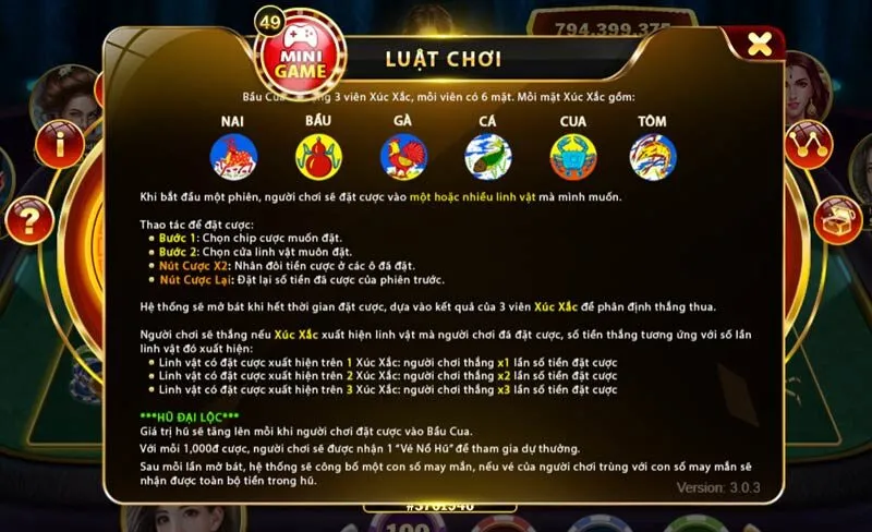 Luật chơi Bầu Cua mini
