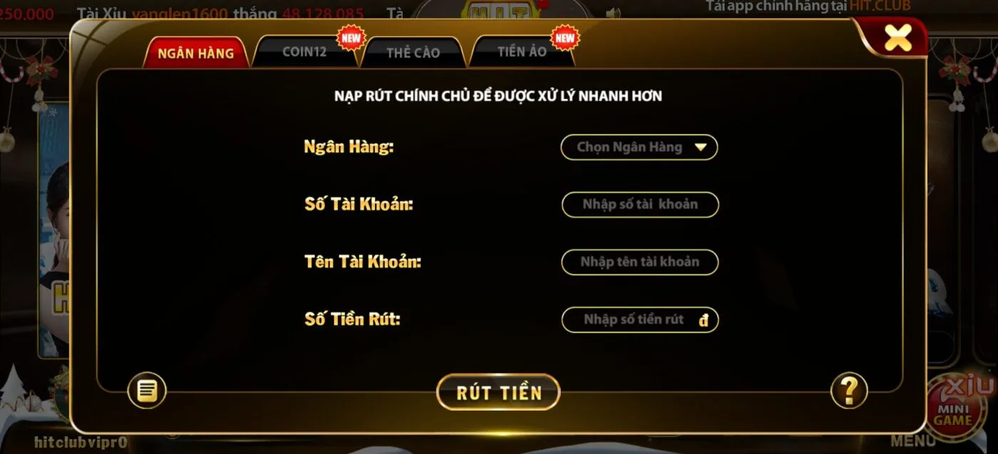 Rút tiền qua ngân hàng