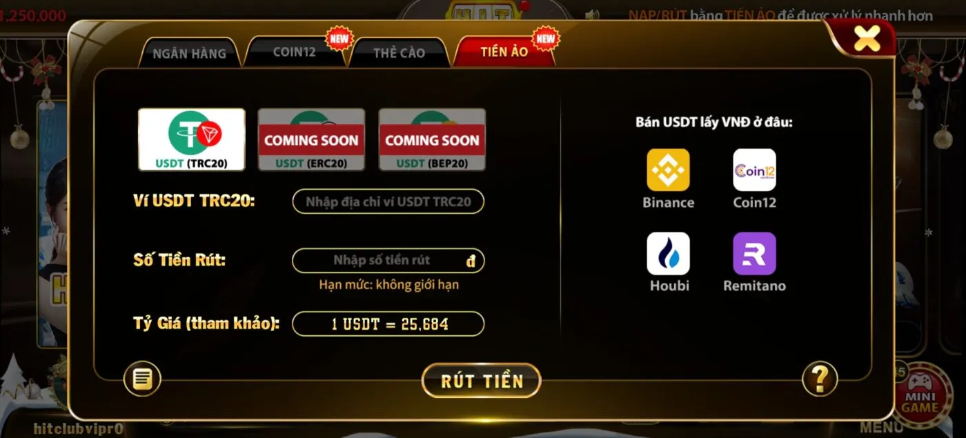 Rút tiền qua tiền ảo