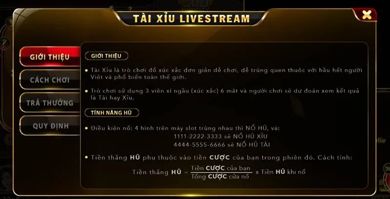 Khám phá tính năng nổ hũ Tài Xỉu livestream