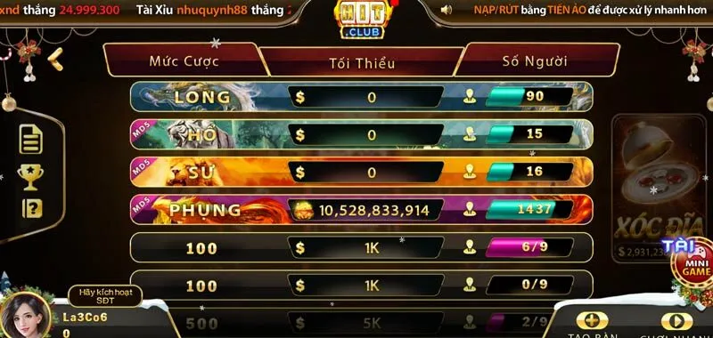 Xóc Đĩa online Hit Club gây ấn tượng bởi nhiều ưu điểm nổi trội